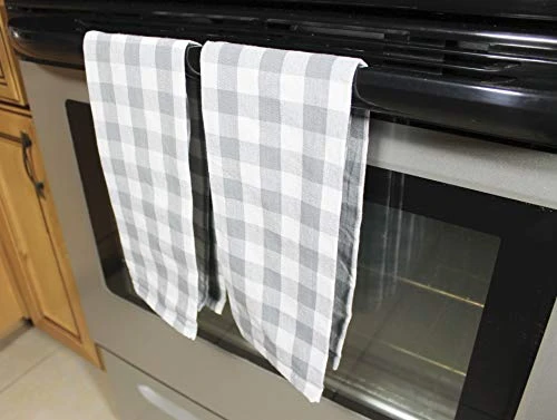 High End Home 6 Piece Kitchen Linen Sets - Farmhouse Kitchen Towels, Oven Mitts And Pot Holders Sets, Grey - Image 3