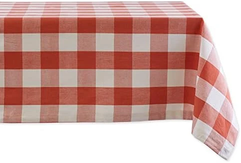 Buffalo Check Collection, Classic Farmhouse Tablecloth, Tablecloth, 52x52, Pink & White - Image 12