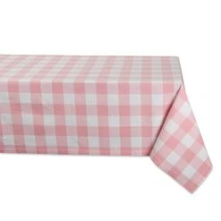 Buffalo Check Collection, Classic Farmhouse Tablecloth, Tablecloth, 52x52, Pink & White