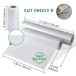 Food Vacuum Sealer Bags Rolls: 6"x20'x1Rolls And 8"x20'x2Rolls And 11"x20'x2Rolls Total 5 Pack Vacuum Sealer Rolls By YISH, Ideal For Food Saver, Seal A Meal, Great For Food Vac Storage Or Sous Vide
