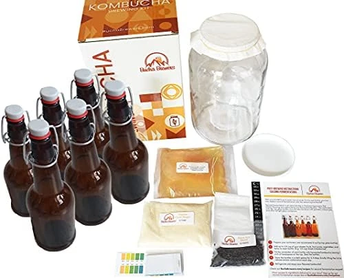 Bucha Brewers Deluxe Kombucha Starter Kit With Kombucha SCOBY & Starter Tea, Full Kombucha Kit With Bottles Swing Top Glass Bottles Kombucha Brewing Kit + 6 Bottles To Flavor Kombucha (Amber Bottles) - Image 2