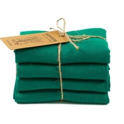 100% Linen Napkins Green Christmas Decorations 20*20 Inch Set Of 4 Table Napkins For Dinner Luxurious Thick Soft Durable (Hunter Green)