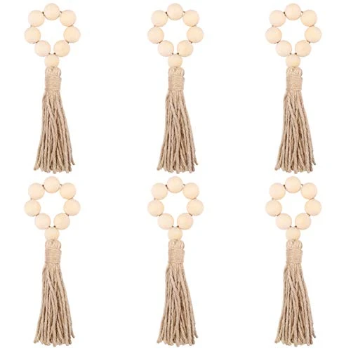 Wooden Bead Napkin Rings,Handmade Napkin Buckles,Natural Wooden Napkin Holders For Wedding Restaurant Table Decoration Home Hotel 6 Pack