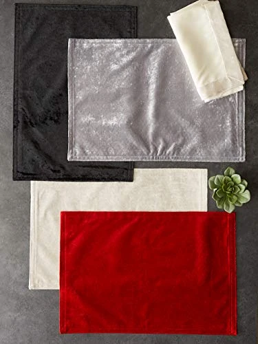 Velvet Collection Tabletop, Placemat Set, Black 4 Piece - Image 3