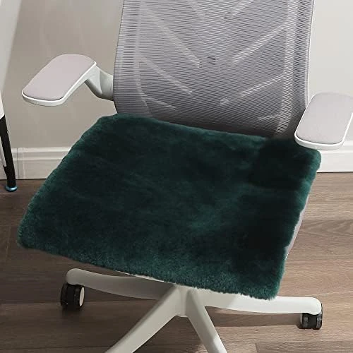 Sheepskin Chair Cushion Non-Slip Back Square Genuine Fur Chair Cover Silky Natural Wool Seat Cushion Pad Soft Area Rugs Carpet For Home Office Restaurant Chair 18x18 Inch (Pack Of 1), Ivory White - Image 15