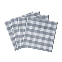 Buffalo Check Dinner Table Napkins, 4 Pack, Grey - 17" X 17" - Premium Quality Plaid Cloth Napkins Are Durable, Wrinkle-Resistant, Stain Repellent & Machine Washable By Achim Home Decor