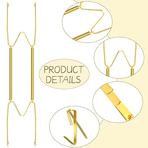 20 Pieces 20 Pieces Plate Hangers 4/5, 6, 8, 10 Inches Invisible Wall Plate Hangers Stainless Decorative Wire Plate Hangers With 20 Pieces Hangers Hook With Nails For Antique Plates And Art (Gold) - Image 3