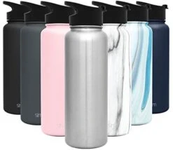 40oz Water Bottle, Insulated Reusable Wide Mouth Stainless Steel Metal Flask With Flip Lid, Simple Stainless