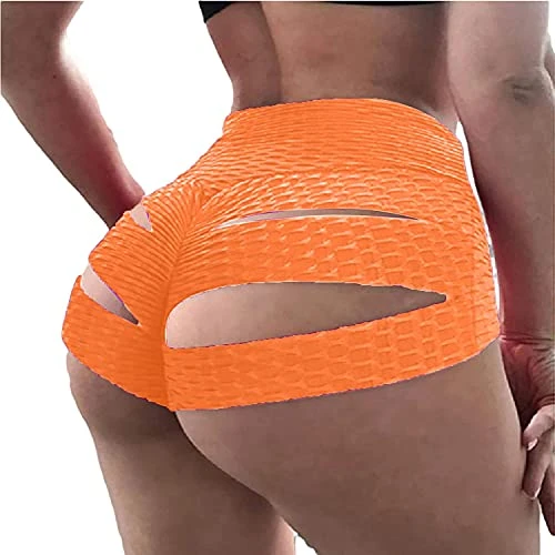 Women's Sexy Ripped Butt Shorts High Waist Yoga Butt Lifting Scrunch Gym Shorts Elastic Active Workout Hot Short Pants - Image 2