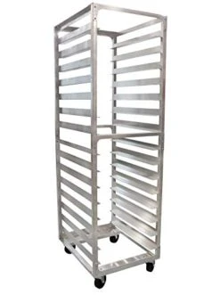SHOPCraft 15 Pan 4" Spacing Commercial Aluminium Bun Racks, NSF Listed Heavy Duty Speed Rack For Bakery, Restaurant & Catering, 15 Tier 20.5" X 26" X 70" Speed Rack With Heavy Duty Plate Casters