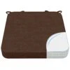 Square Chair Cushions For Dining Chairs With Ties And Removable Cover, 2" Thick Dining Kitchen Chair Pads, Indoor Dining Room Chair Cushions, 16" X 16", Brown