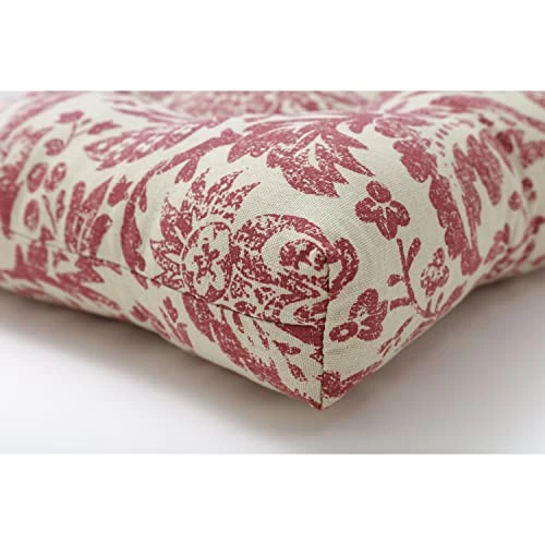 Fairhaven Paisley Indoor/Outdoor Patio Reversible Chairpad With Ties, Weather And Fade Resistant, 15.5" X 16", Red/Tan, 2 Count - Image 2