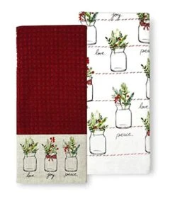 Farmhouse Christmas Love Joy Peace Kitchen Towels, 2-Pack