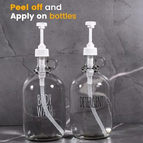 AisoNovo Farmhouse Style Bathroom Waterproof Labels For Containers - Organization Labels For Soap Dispenser Bottles - Farmhouse Style Decal Labels | Pack Of 12 Labels (6 Black & 6 White) - Image 5