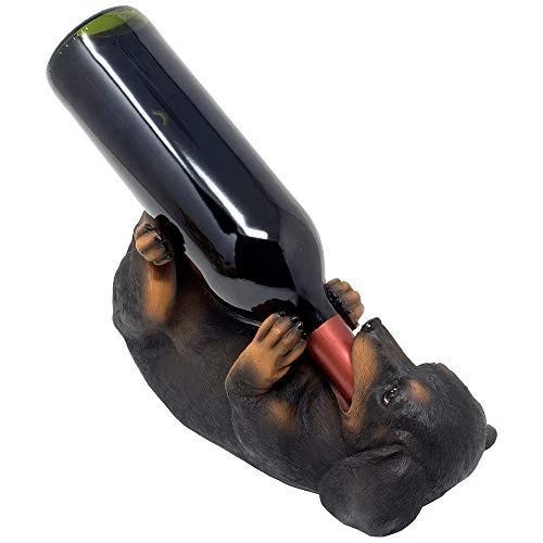Dachshund Weiner Dog Puppy Wine Bottle Holder Statue With Decorative Tabletop Wine Rack Display Stand For Home Bar Decorations Or Canine Kitchen Counter Décor As Whimsical Gifts For Pet Owners - Image 4