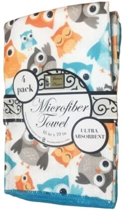 Microfiber Kitchen Towel Set Of 4, 16"x19" Quick Dry Absorbent (Aqua ~ Birds)
