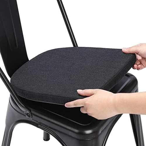 Natural Linen 14x14 Magnetic Cushions For Metal Chair Set Of 4, Enhanced Anti-Slip Seat Pads For Dining Kitchen Café Stackable Chairs (U-Shape, Black, 4 Counts) - Image 14