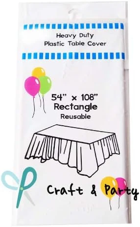 (12-Pack Heavy Duty Plastic Table Covers Tablecloth (Reusable) (Rectangle 54" X 108", White) - Image 9