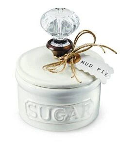 Door Knob Sugar Bowl, White 5.85H X 6.7L X 6.35W