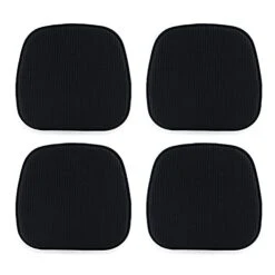 Kitchen Chair Cushions For Dining Chairs Cushion Indoor Room Metal Seat Non Slip Pads With U-Shaped Foam Pad And Plaid Velvet Cover Overall Washable Set Of 4 [15 X 16 Inches] Black