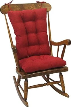 Omega Non-Slip Rocking Chair Cushion Set With Thick Padding And Tufted Design, Includes Seat Pad & Back Pillow With Ties For Living Room Rocker, 17x17 Inches, 2 Piece Set, Red