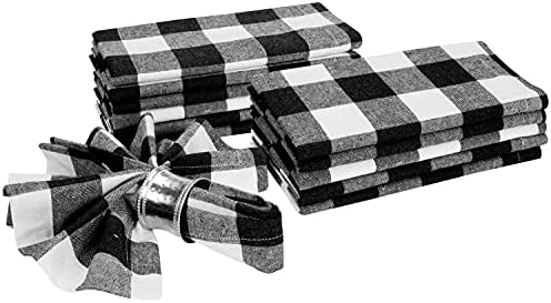 Farmhouse Cloth Napkin Set Of 12 100% Cotton Dinner Napkin Gingham Plaid Check Fabric Mitered Corners & Generous Hem Size 18"x 18" Color Red/White - Image 7