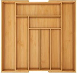 Expandable Drawer Organizer, Adjustable Kitchen Drawer Organizer, Bamboo Drawer Dividers Organizer For Kitchen, Silverware, Flatware, Living Room, Makeup Drawer & Utensil Holder