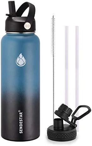 SENDESTAR Stainless Steel Water Bottle, Wide Mouth Water Bottle 18 Oz, 24oz,32 Oz,40 Oz With 2 Lids (Straw Lid), Double Wall Vacuum Insulated Leak Proof, Keep Liquids Hot Or Cold - Image 7