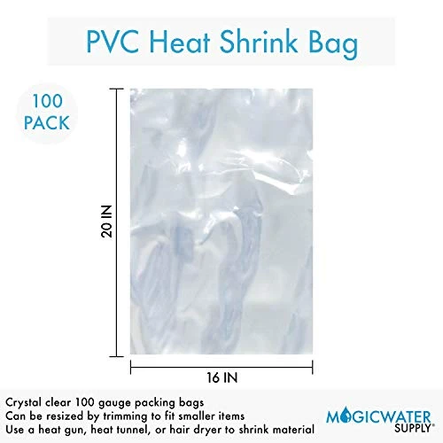 16x20 Inch Odorless, Clear, 100 Guage, PVC Heat Shrink Wrap Bags For Gifts, Packagaing, Homemade DIY Projects, Bath Bombs, Soaps, And Other Merchandise (100 Pack) | MagicWater Supply - Image 2