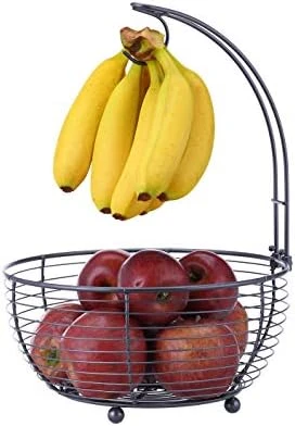 SunnyPoint 3 Tier Hanging Fruit Basket, Black Coating - Image 5