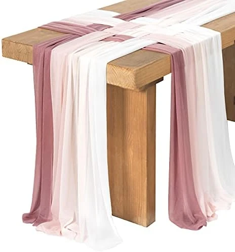 10ft Wedding Weave Table Runner For Sweetheart Table (Set Of 8, White & Navy Blue) - Image 6