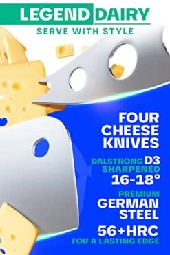 Charcuterie & Cheese Knife Set - 4-Piece - Gladiator Series Elite - Mini Cleaver, Serrated, Round-Tip, Forked Cheese Knives, G10 Garolite Handle, Sheath, NSF Certified