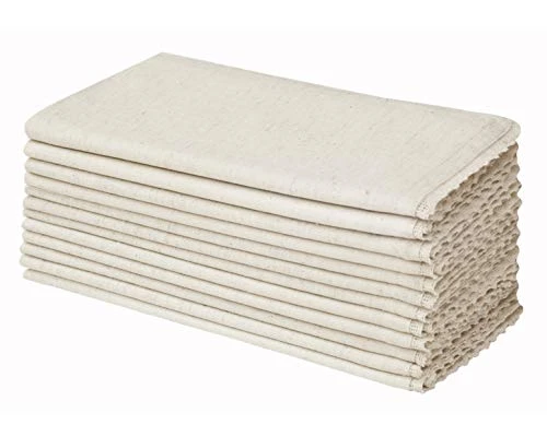 Lax Linen Cloth Napkins With Lace - Set Of 12 Lunch Dinner Napkins - Elegant Everyday Fall Harvest Thanksgiving Holiday Table Napkin - Washable Reusable Napkin - Oversized 20x20- Natural
