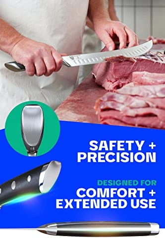 Butcher Knife - 10 Inch - Gladiator Series Elite - Cimitar Breaking Knife - Forged High-Carbon German Steel - Razor Sharp Meat Kitchen Knife - Sheath Included - NSF Certified - Image 4