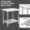 STABLEINK NSF Stainless Steel Table, 24 X 36 Inches Metal Prep & Work Table With Adjustable Undershelf And Table Foot, For Commercial Kitchen, Restaurant, Hotel And Garage (Without Caster Wheels)
