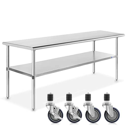 NSF Stainless Steel Work & Prep Table 48 X 24 Inches With Caster Wheels And Under Shelf For Restaurant, Home, Hotel - Image 13