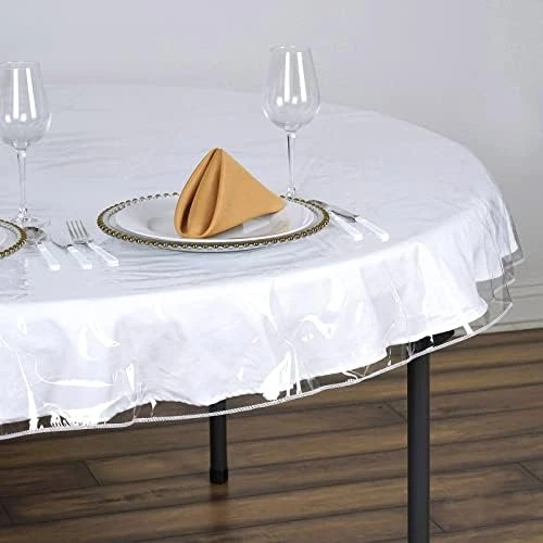 54"x54" Clear Vinyl Tablecloth Protector Eco-Friendly Cover For Picnic Banquet - Image 2