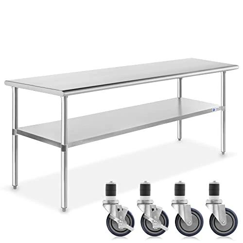 NSF Stainless Steel Work & Prep Table 48 X 24 Inches With Caster Wheels And Under Shelf For Restaurant, Home, Hotel - Image 11