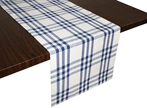 Dining Table Runner | Homestead Plaid Check Farmhouse Table Runner | For Home Decor | 100% Cotton, Long & Soft For Daily Use | 100% Machine Washable | Beige White 14 X 72 - Image 7