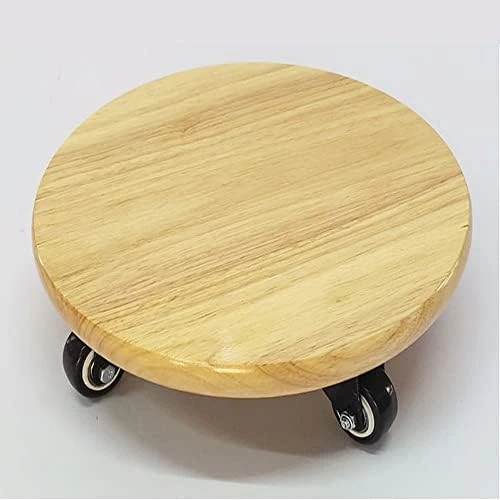 XSSS-ZC Log Color Solid Wood Removable Tray, Fish Tank With Wheel Bottom Support, Flower Pot Round Base, Universal Wheel Stool,Diameter: 25cm - Image 8