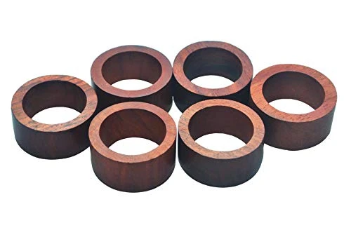 Handmade Wood Napkin Ring Set With 6 Napkin Rings - Artisan Crafted In India - Image 3