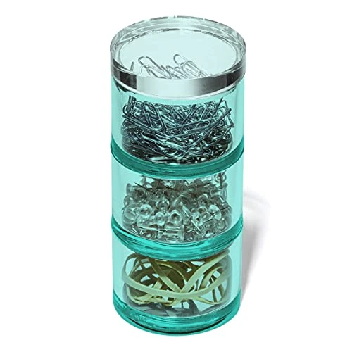 3 Tier Stackable Acrylic Organizer W/Silver Base β Functional & Elegant Desk Organizer For Office Or Home β Helps Keep All Your Little Bits Together - Green With Silver/Round