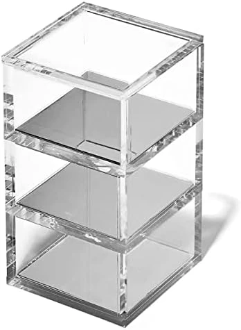 3 Tier Stackable Acrylic Organizer W/Silver Base β Functional & Elegant Desk Organizer For Office Or Home β Helps Keep All Your Little Bits Together - Green With Silver/Round - Image 9