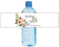 100 Flower Floral Background Wedding Water Bottle Labels Engagement Party 8"x2"