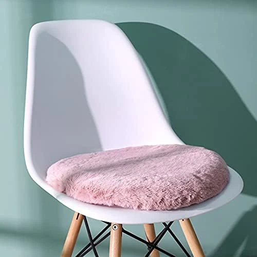 Pink Round Dorm Fur Chair Cushion Pad With Furry Faux Fur Cover Small Mini Cute Seat Cushion For Kids Desk Chair Teen Girls Bedroom Décor 14 Inch - Image 12