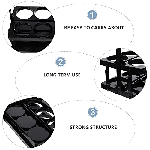 Folding Bracket Wine Bottle Carrier 6 Bottles Beer Caddy Organizer Black, Beverage Delivery Holder Plastic Drink Carrier For Delivery, Wine Rack Basket For Party Metal Storage Rack - Image 5