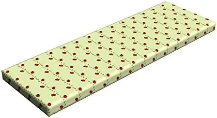 Black And Grey Bench Pad, Antique Old Style Mosaic Tiles With Circles Little Flowers And Lines, Standard Size HR Foam Cushion With Decorative Fabric Cover, 45" X 15" X 2", Black Grey - Image 6