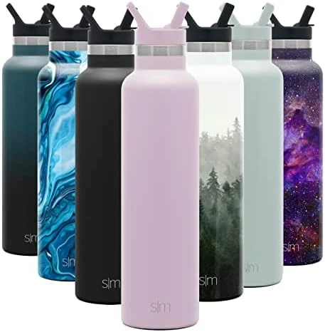 Water Bottle With Narrow Mouth Straw Lid Metal Thermos Vacuum Insulated Stainless Steel L Reusable Leak Proof BPA-Free Flask | Ascent Collection | 24oz, Almond Birch - Image 9