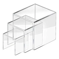 2 Set Acrylic Display Risers Display For Funko POP Figures, Jewelry Display Riser Shelf Showcase Fixtures, Clear Cake Stands For Candy Dessert Table Decorations-3"x4"x5"
