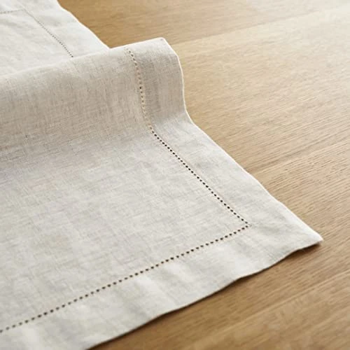 Able Cloth Napkins Linen Hemstitch - 18 X 18 Inch Set Of 4 Farmhouse Fabric Reusable Square Napkins For Kitchen Easter Party Wedding Dining Decor Natural - Image 3